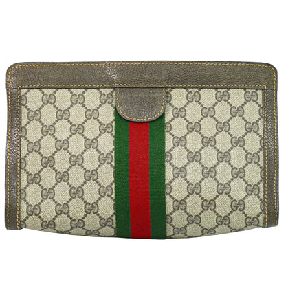 GUCCI オールドグッチ シェリーライン GGスプリーム クラッチバッグ ベージュ ブラウン