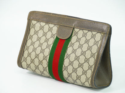 GUCCI オールドグッチ シェリーライン GGスプリーム クラッチバッグ ベージュ ブラウン
