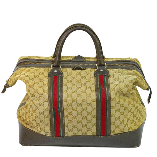 GUCCI オールドグッチ シェリーライン GGキャンバス ボストンバッグ ブラウン