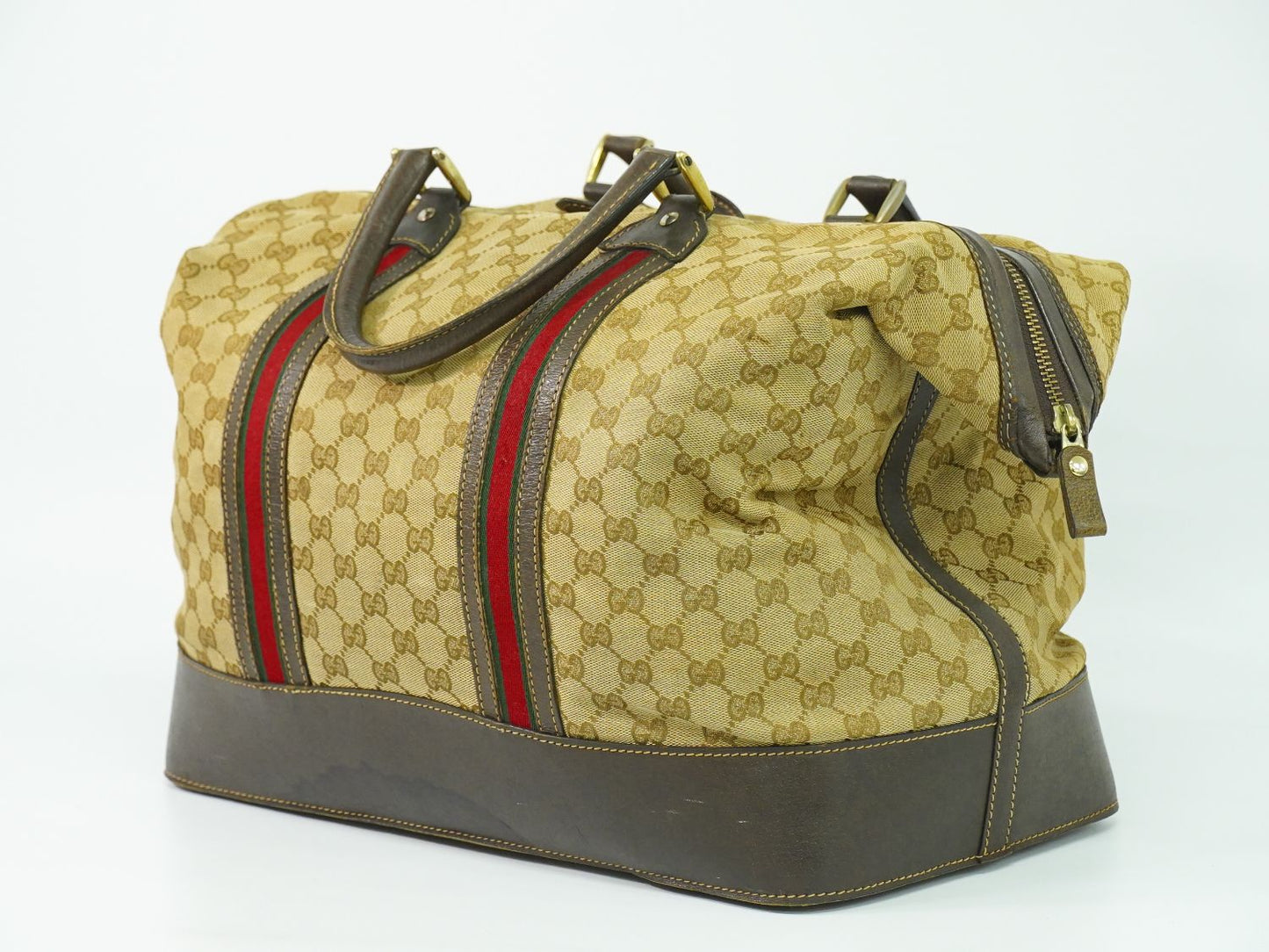 GUCCI オールドグッチ シェリーライン GGキャンバス ボストンバッグ ブラウン