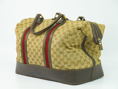 GUCCI オールドグッチ シェリーライン GGキャンバス ボストンバッグ ブラウン