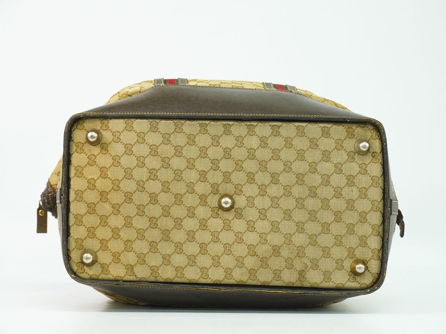 GUCCI オールドグッチ シェリーライン GGキャンバス ボストンバッグ ブラウン