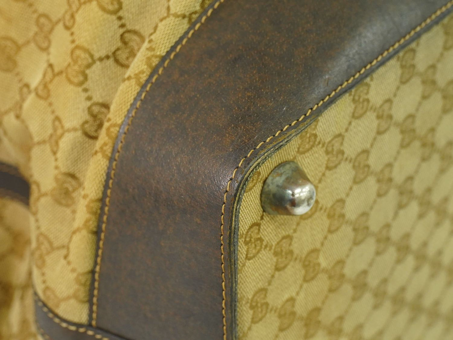 GUCCI オールドグッチ シェリーライン GGキャンバス ボストンバッグ ブラウン