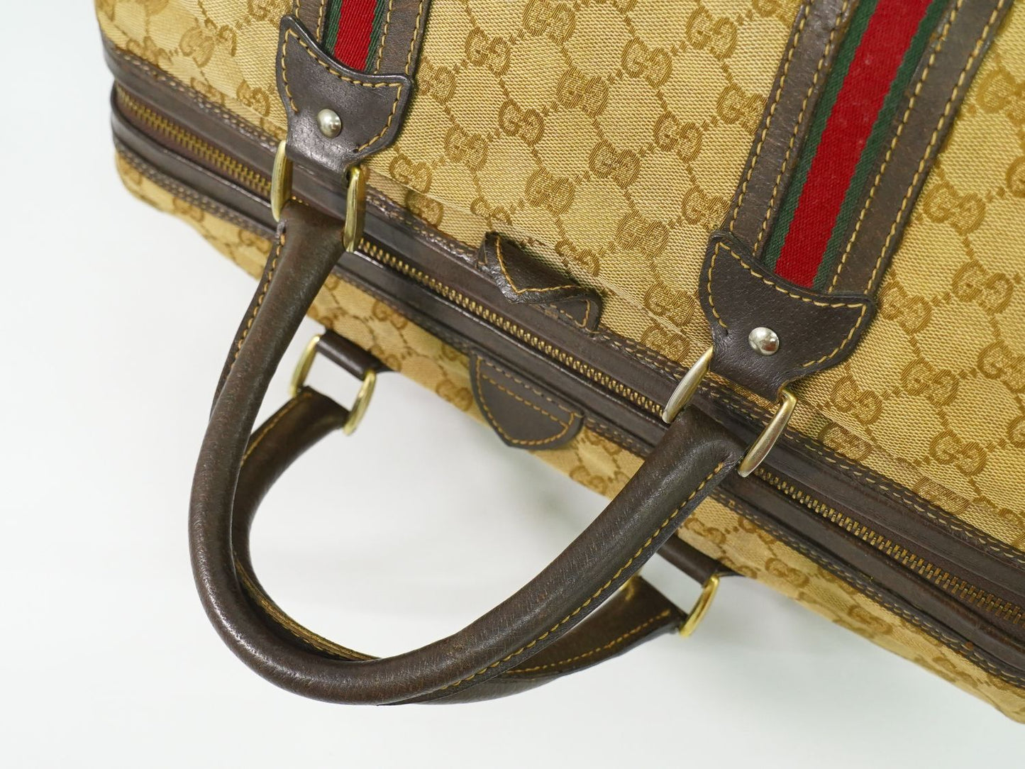 GUCCI オールドグッチ シェリーライン GGキャンバス ボストンバッグ ブラウン