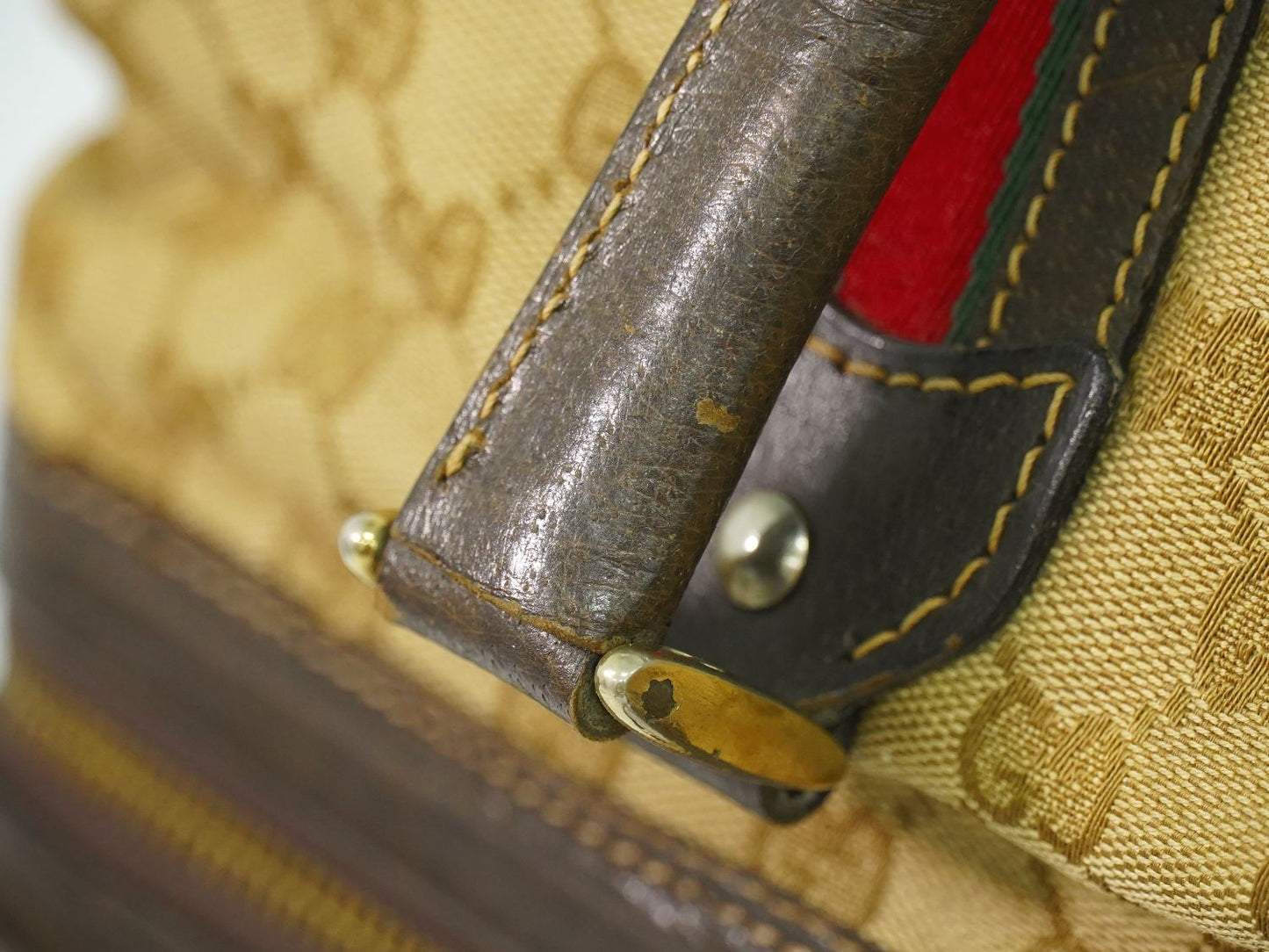 GUCCI オールドグッチ シェリーライン GGキャンバス ボストンバッグ ブラウン