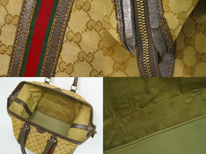 GUCCI オールドグッチ シェリーライン GGキャンバス ボストンバッグ ブラウン