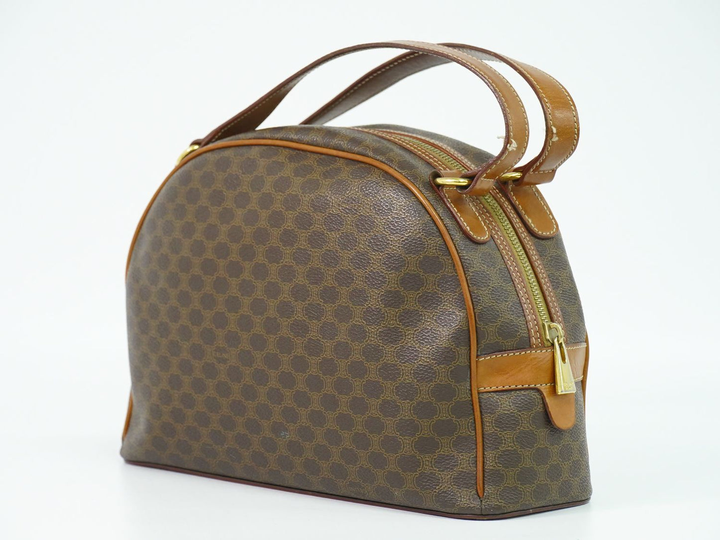 CELINE マカダム ハンドバッグ ブラウン