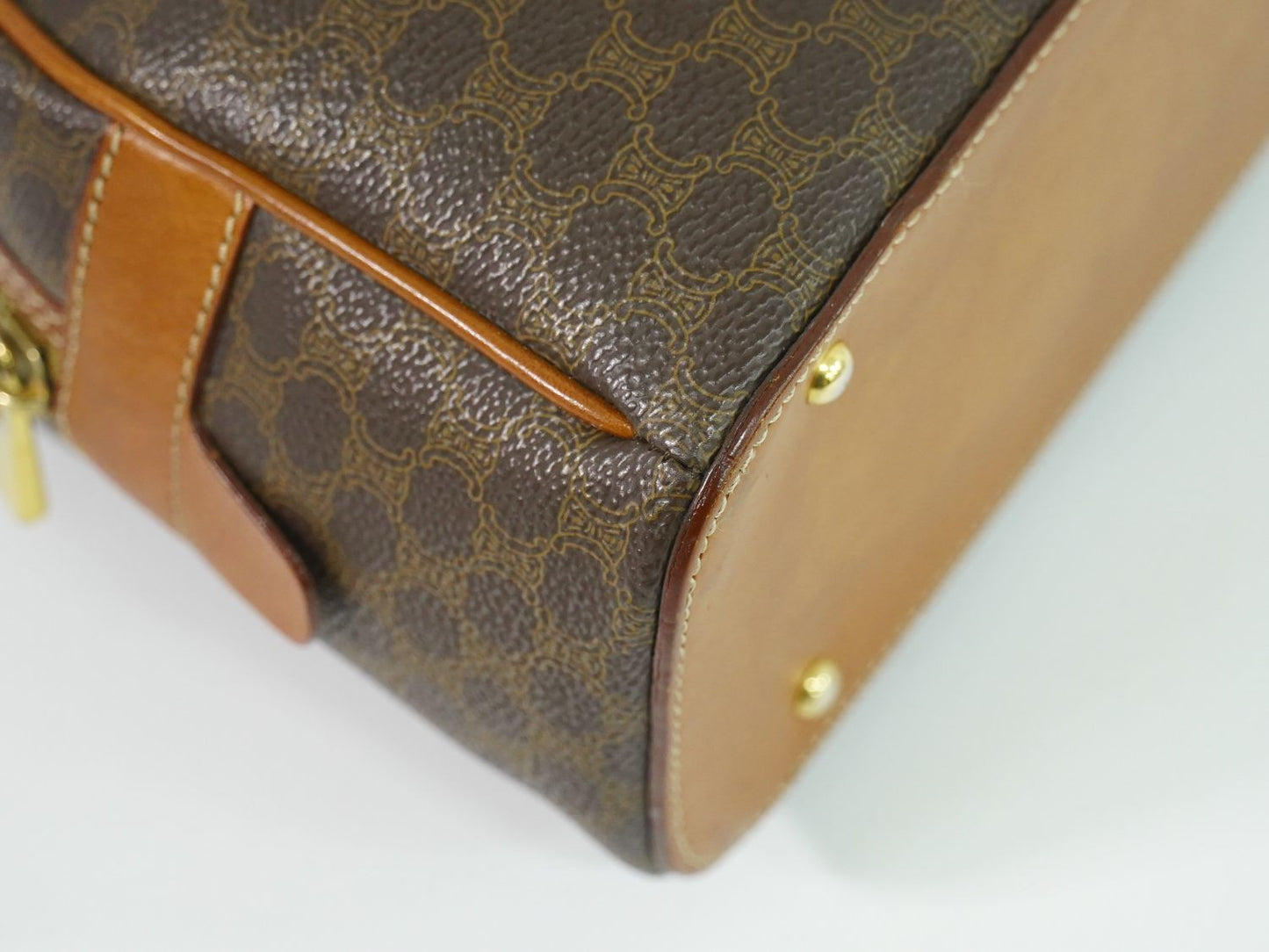 CELINE マカダム ハンドバッグ ブラウン