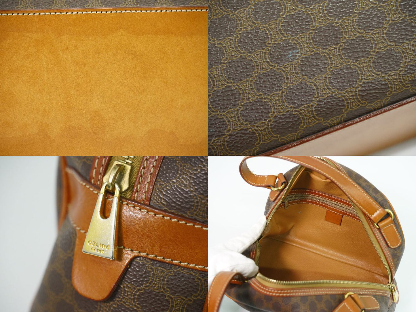 CELINE マカダム ハンドバッグ ブラウン