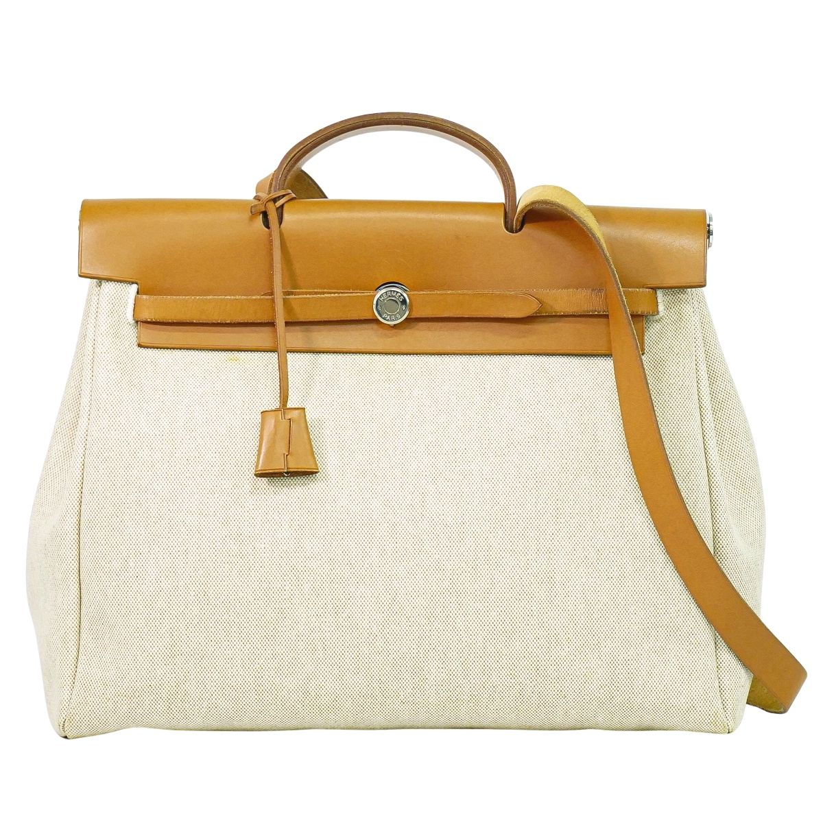 HERMES エールバッグ MM 2WAY ショルダーバッグ □D刻 2000年 ベージュ ブラウン