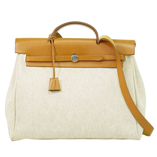 HERMES エールバッグ MM 2WAY ショルダーバッグ □D刻 2000年 ベージュ ブラウン