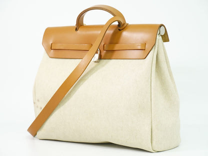 HERMES エールバッグ MM 2WAY ショルダーバッグ □D刻 2000年 ベージュ ブラウン
