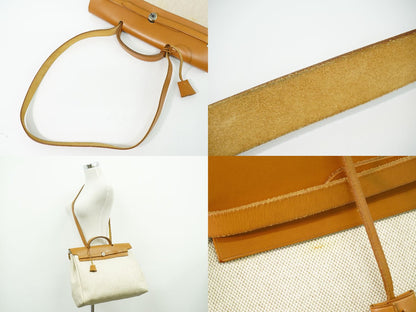 HERMES エールバッグ MM 2WAY ショルダーバッグ □D刻 2000年 ベージュ ブラウン