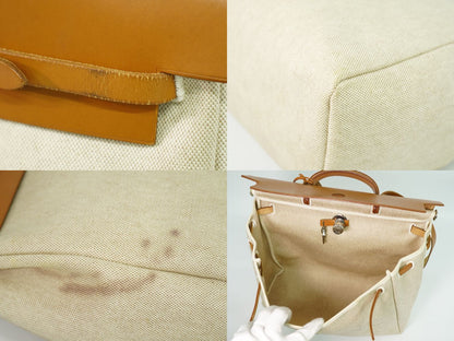 HERMES エールバッグ MM 2WAY ショルダーバッグ □D刻 2000年 ベージュ ブラウン