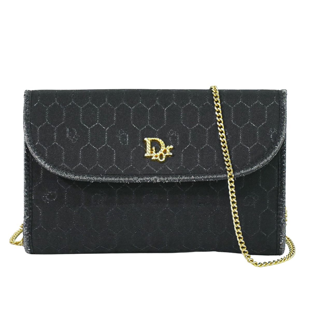 Christian Dior ハニカム柄 ショルダーバッグ ブラック