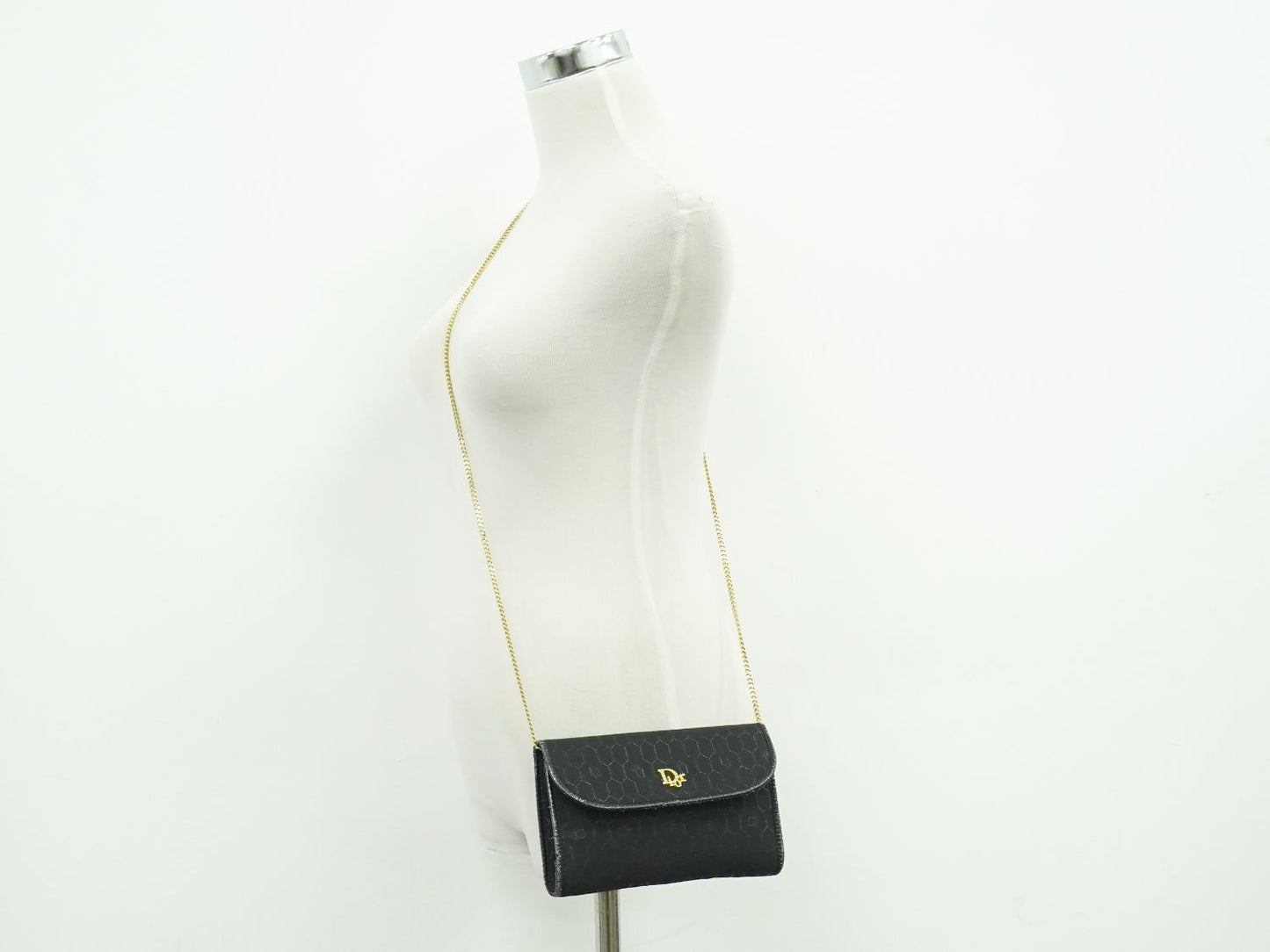 Christian Dior ハニカム柄 ショルダーバッグ ブラック