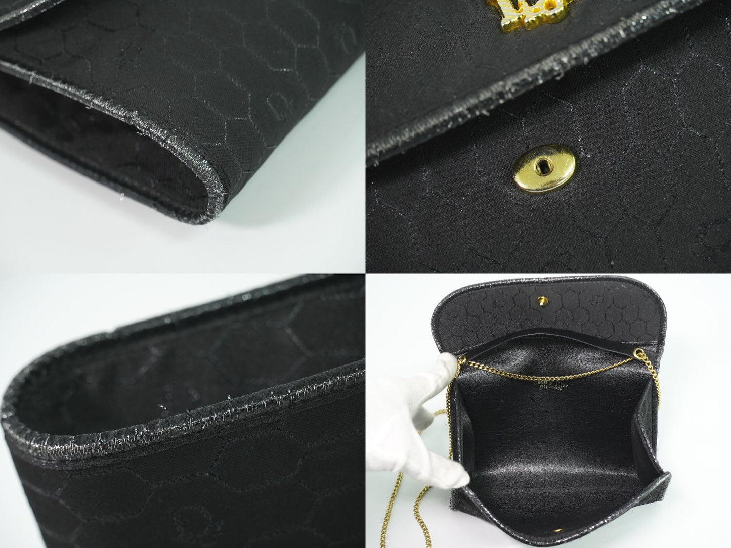 Christian Dior ハニカム柄 ショルダーバッグ ブラック