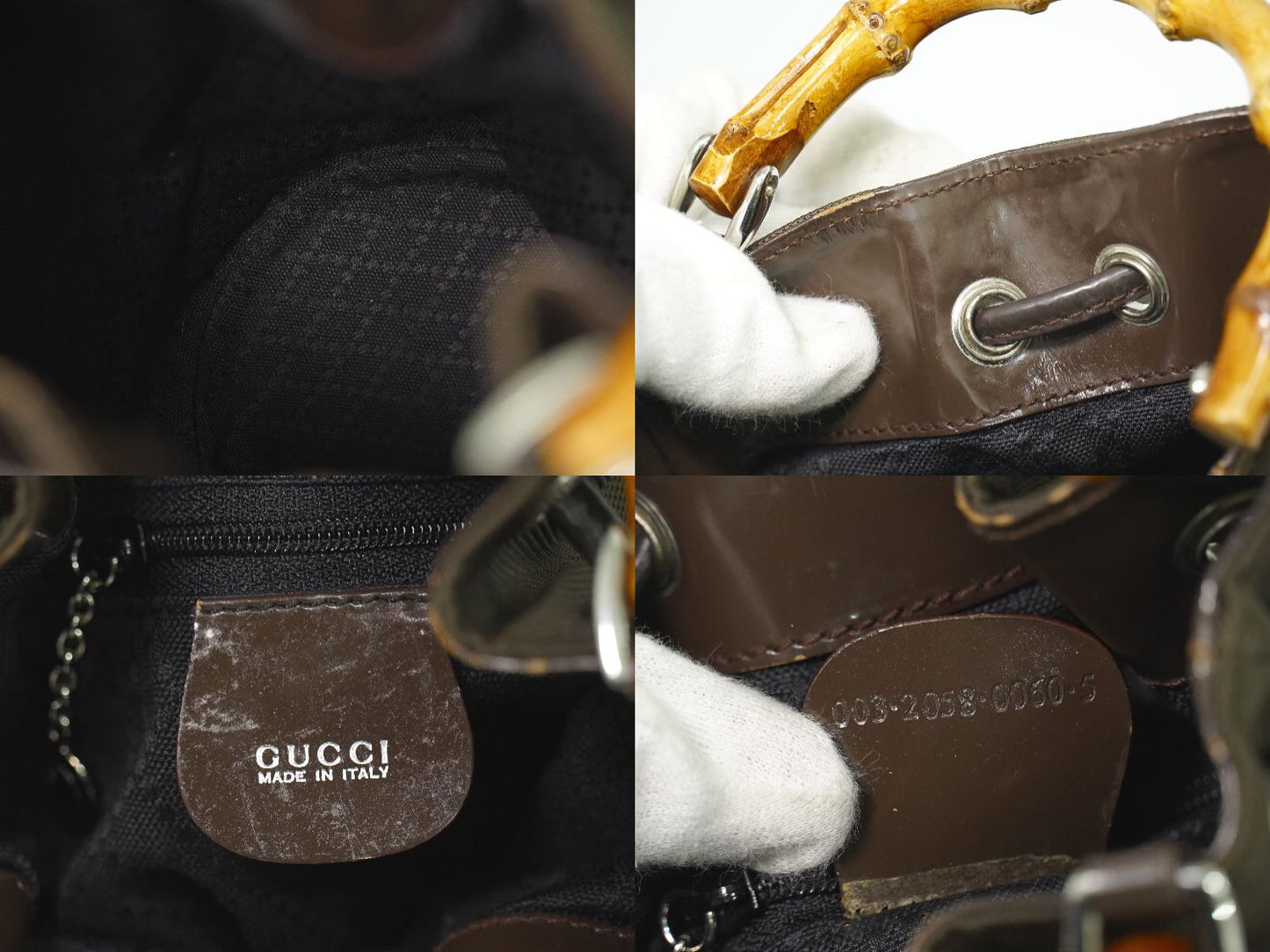 GUCCI バンブー 巾着 2WAY ショルダーバッグ カーキ