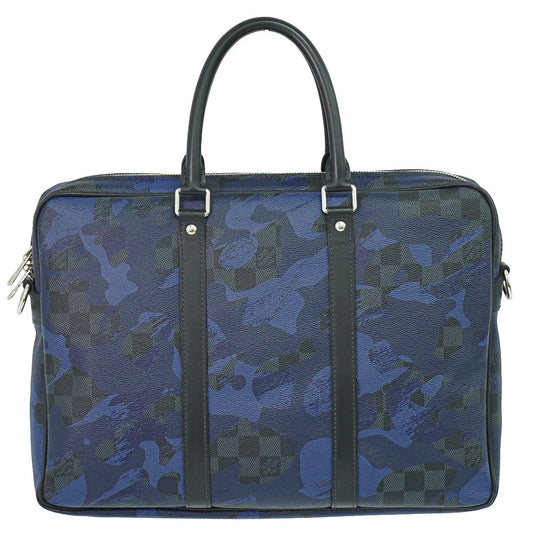 LOUIS VUITTON ポルトドキュマンヴォワヤージュ カモフラージュ ダミエ コバルト ビジネスバッグ ブルー N41507