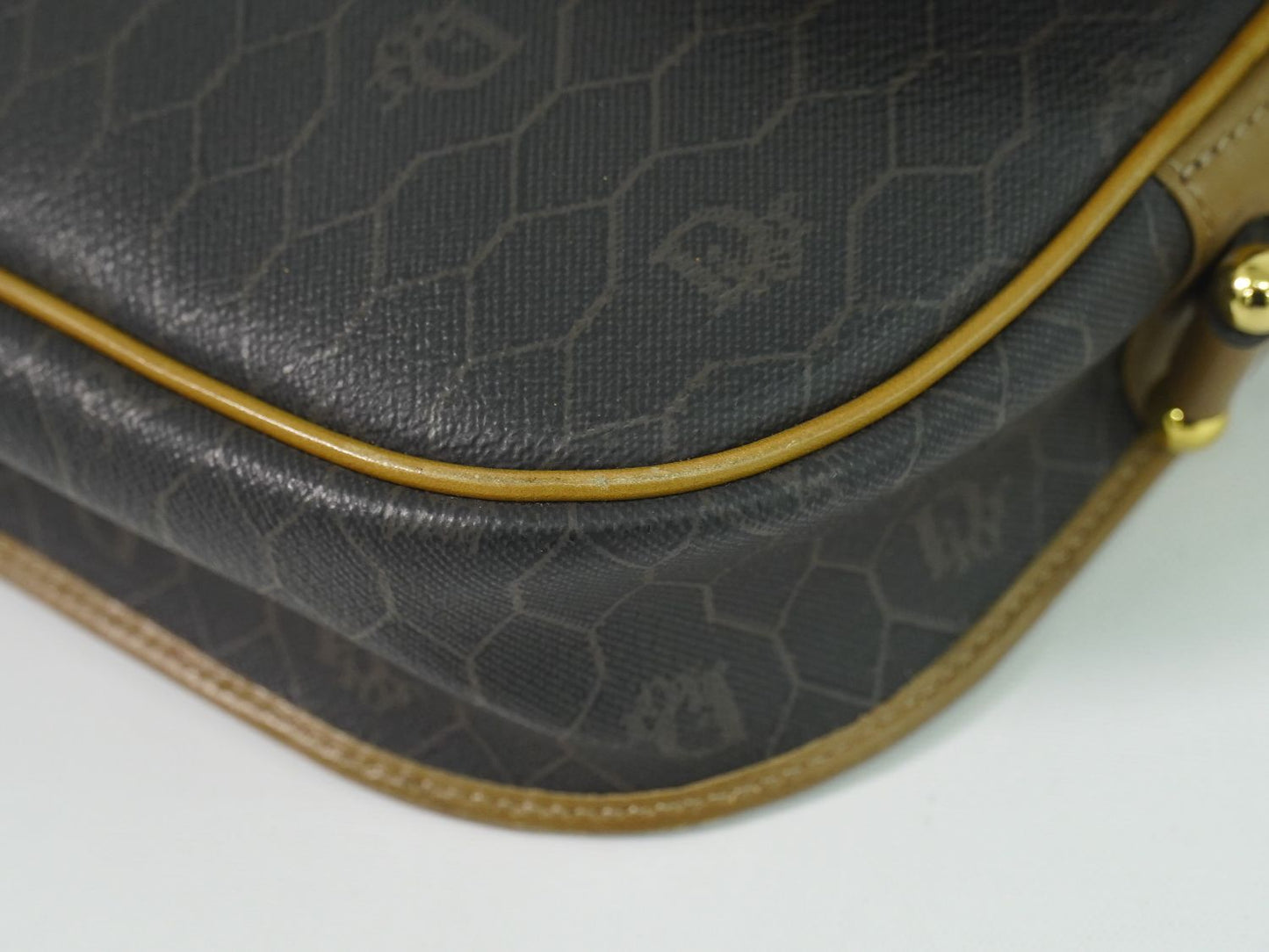 Christian Dior ハニカム柄 ショルダーバッグ ブラック ブラウン