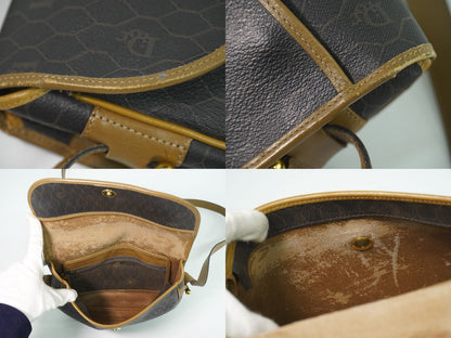 Christian Dior ハニカム柄 ショルダーバッグ ブラック ブラウン