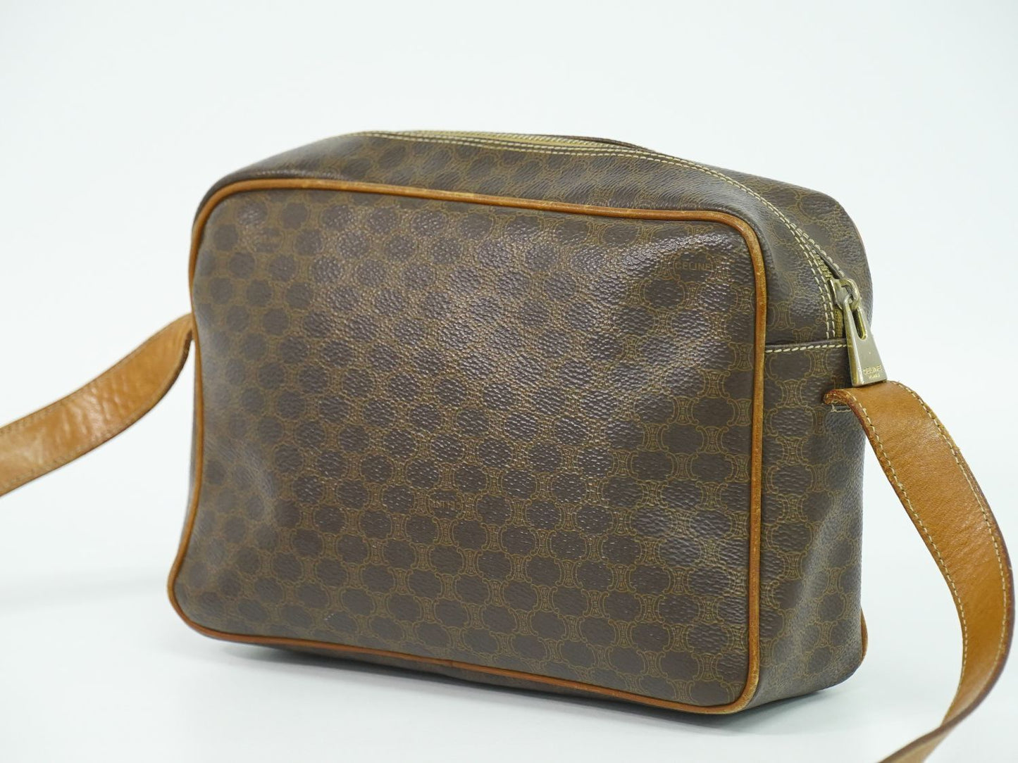 CELINE マカダム ショルダーバッグ ブラウン