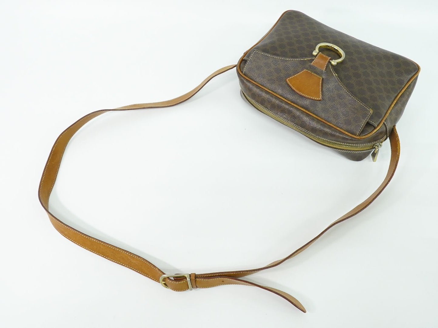 CELINE マカダム ショルダーバッグ ブラウン