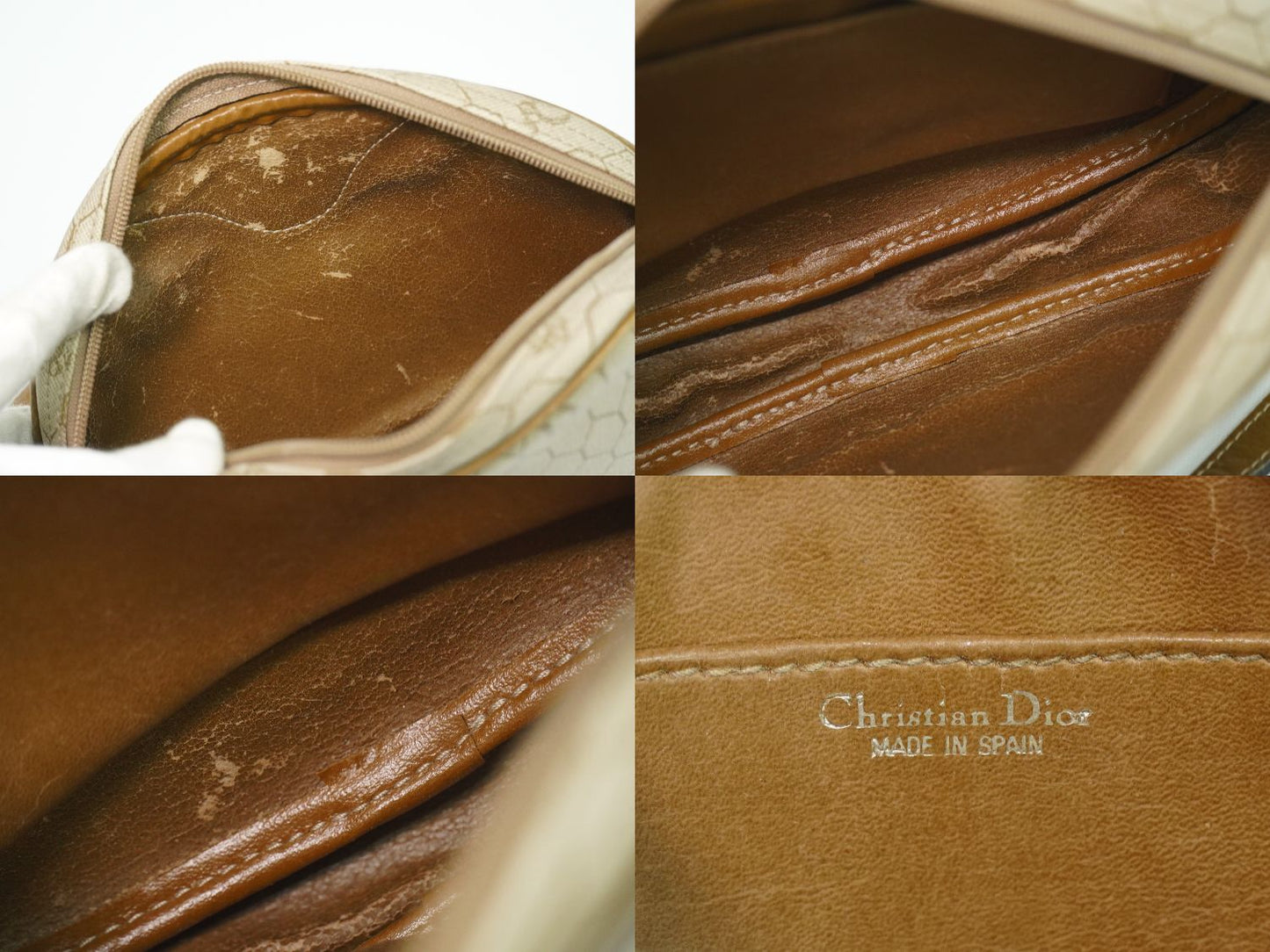 Christian Dior ハニカム柄 ショルダーバッグ ベージュ