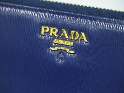 PRADA サフィアーノ レザー 長財布 ブルー