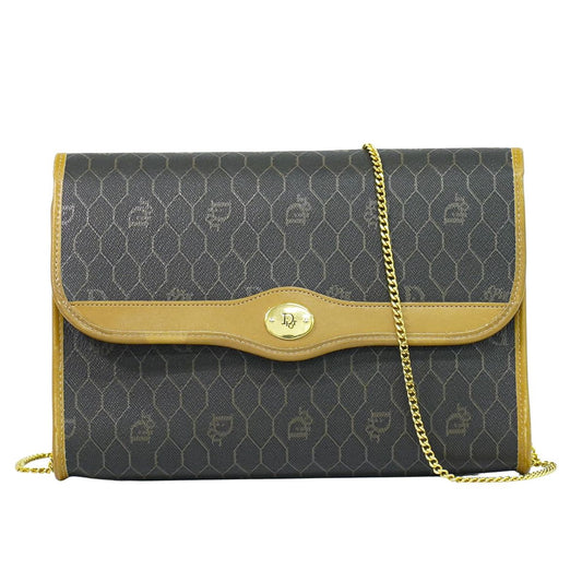 Christian Dior ハニカム柄 ショルダーバッグ ブラック ブラウン