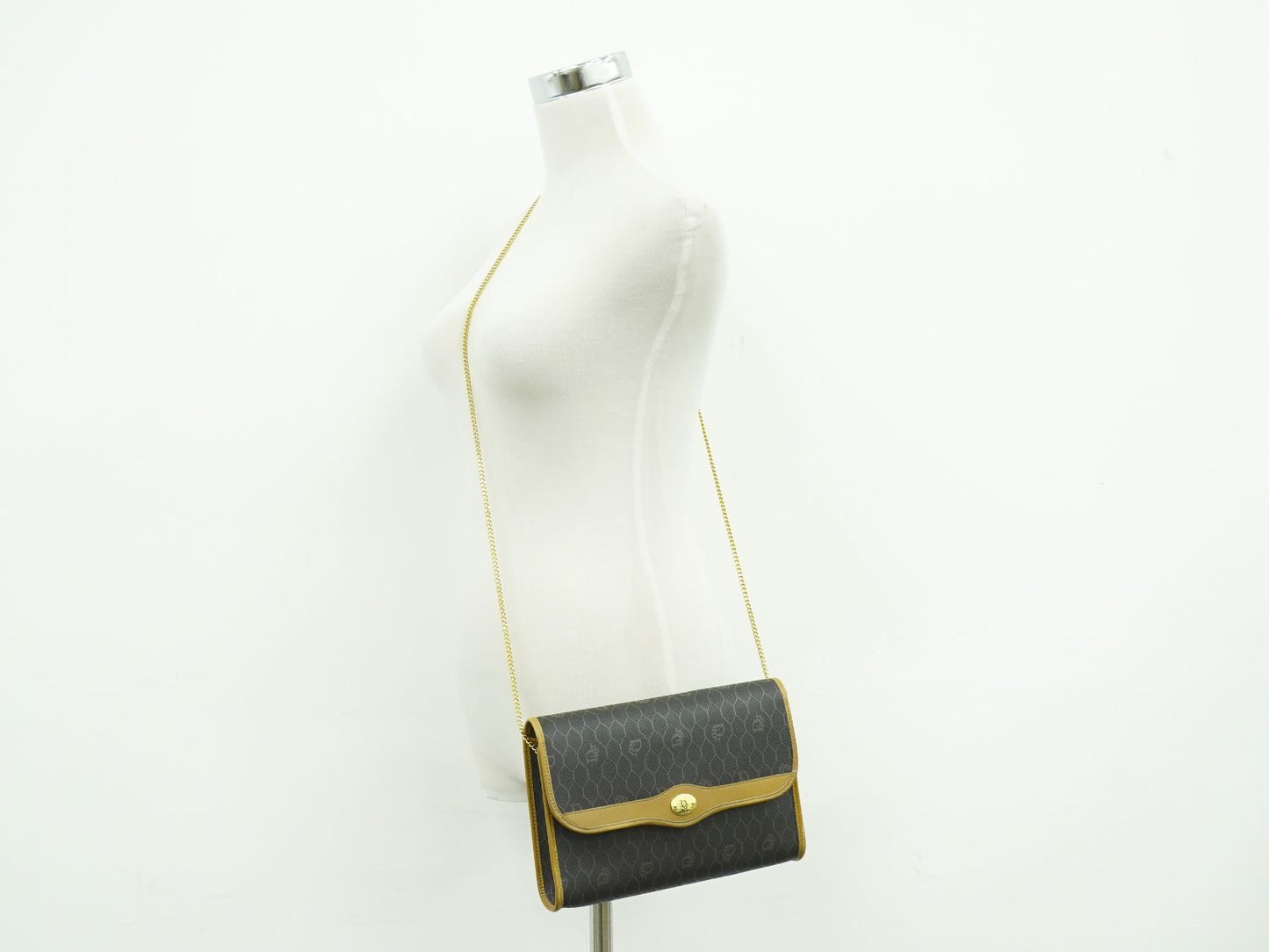 Christian Dior ハニカム柄 ショルダーバッグ ブラック ブラウン