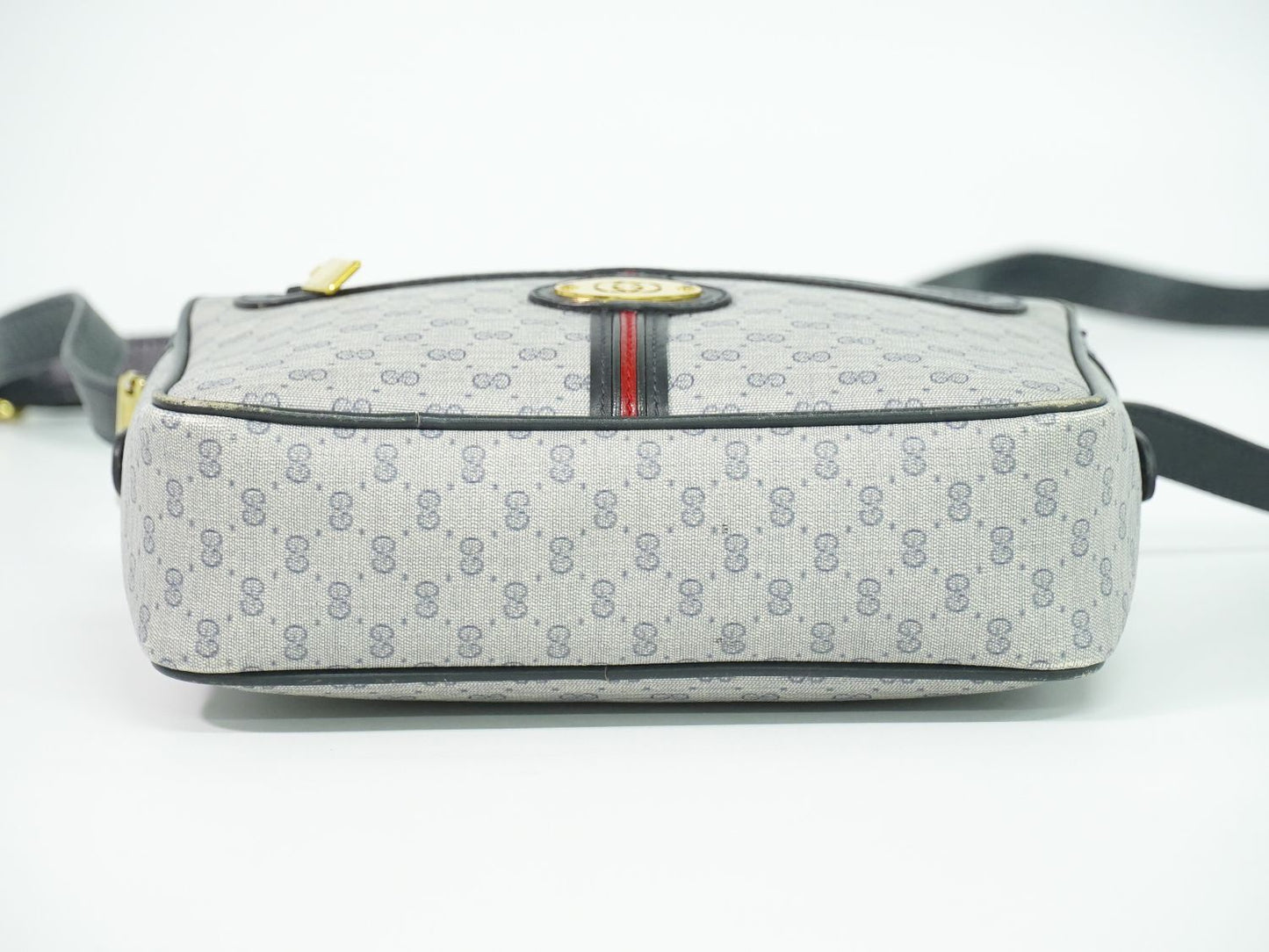 GUCCI オールドグッチ マイクロGG ショルダーバッグ グレー ネイビー