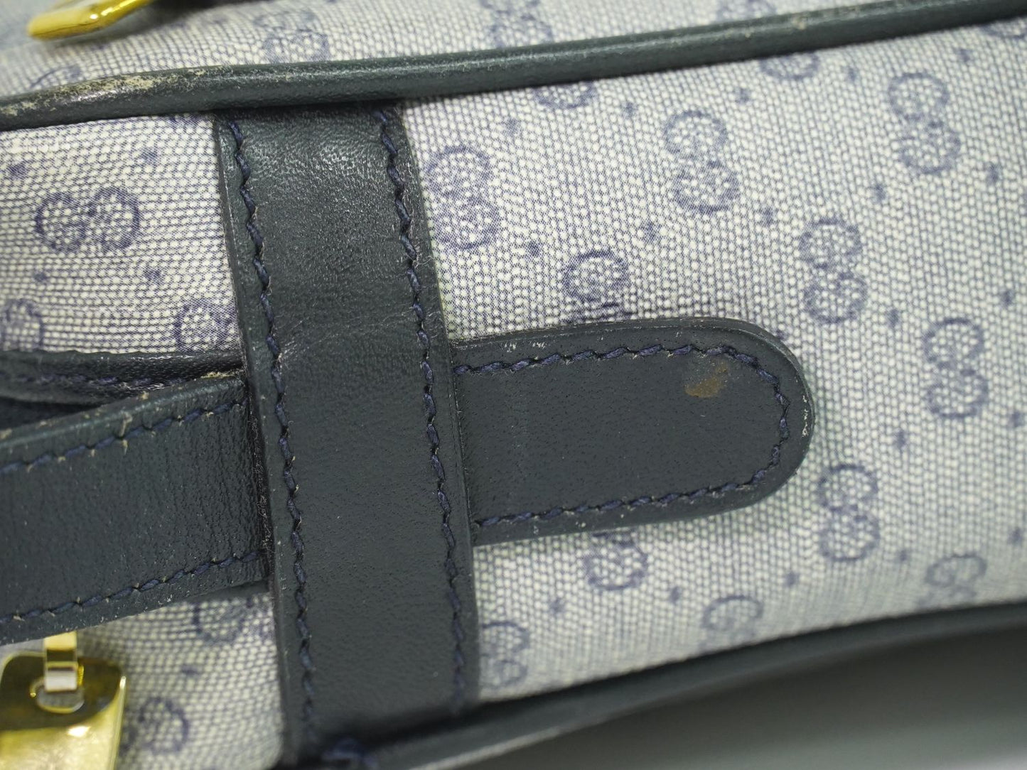 GUCCI オールドグッチ マイクロGG ショルダーバッグ グレー ネイビー