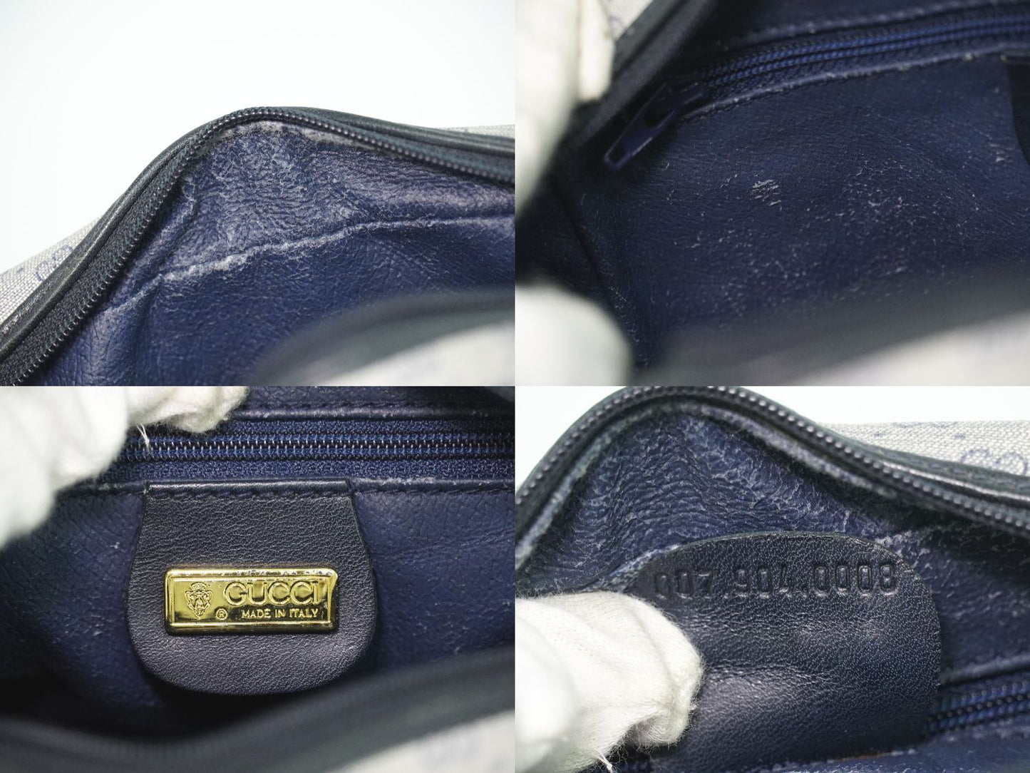 GUCCI オールドグッチ マイクロGG ショルダーバッグ グレー ネイビー