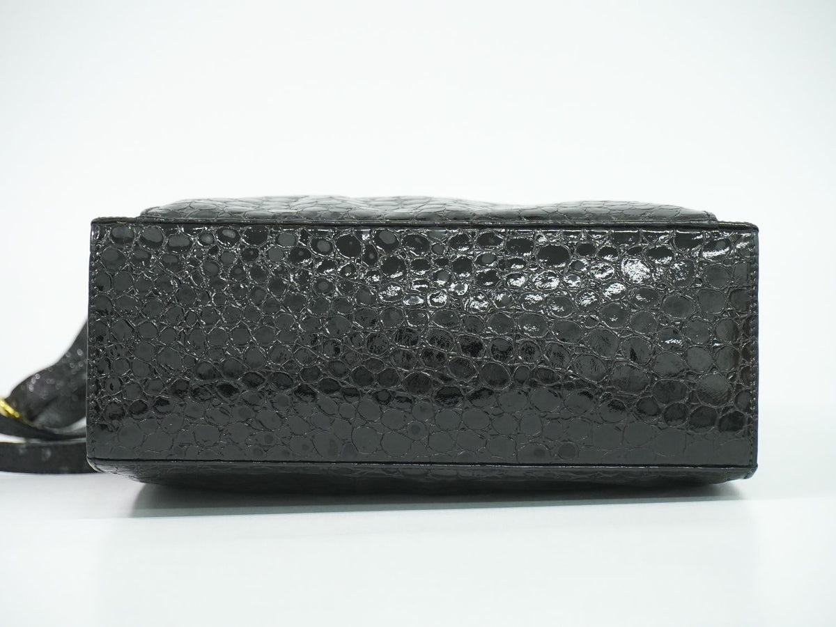 Salvatore Ferragamo Embossed Patent Leather 2way Shoulderbag Black