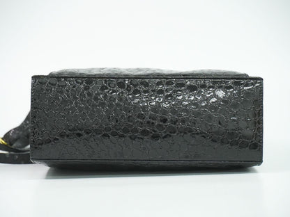 Salvatore Ferragamo Embossed Patent Leather 2way Shoulderbag Black
