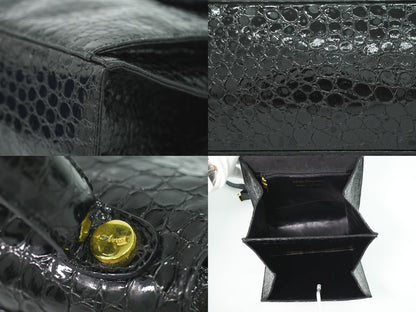 Salvatore Ferragamo Embossed Patent Leather 2way Shoulderbag Black