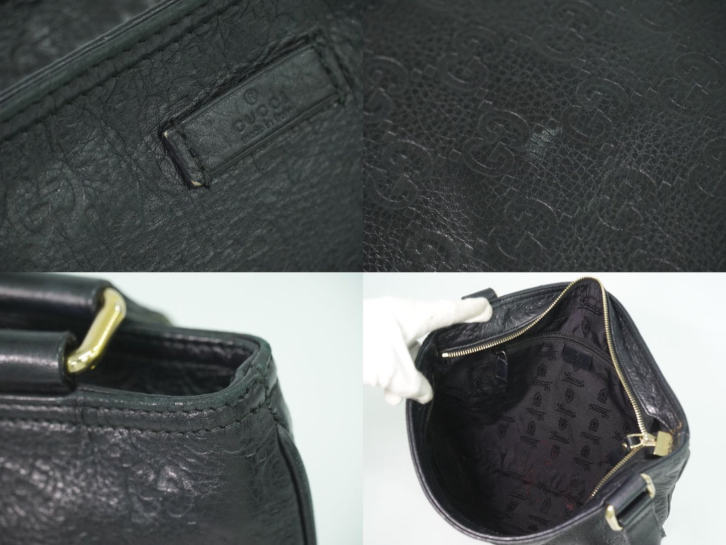 GUCCI グッチシマ レザー ショルダーバッグ ブラック 201446